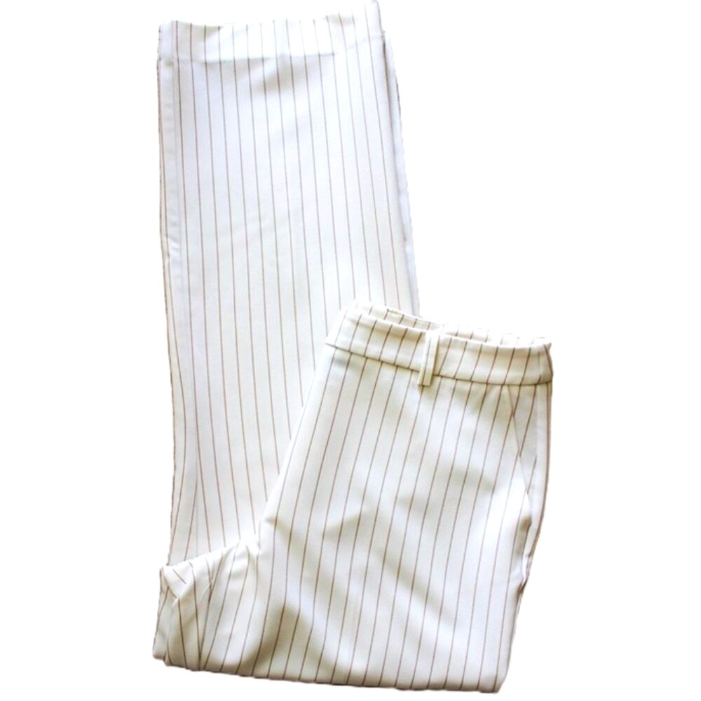 ANNE KLEIN Pinstripe Straight-Leg Career Trousers in Vanilla Ice Latte (10/12)